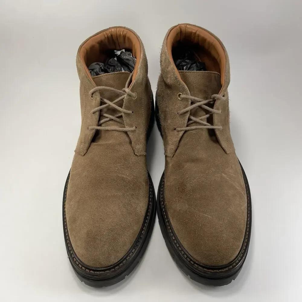 Boggi Milano Chukka Boots Mens Size 45, US 12 Tan Suede Derby Desert 3-Eye Ankle